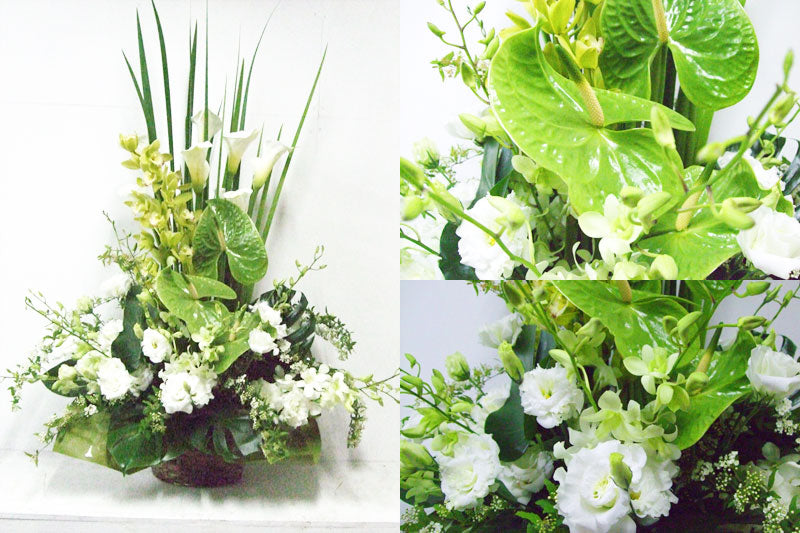 《AF_0018 お供えアレンジ》白&グリーン系